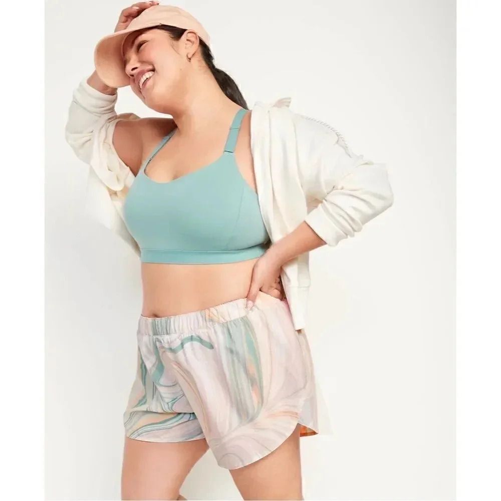 Old Navy Mid-Rise StretchTech Swirl Pop Dolphin-Hem Run Athletic Shorts SZ XXL